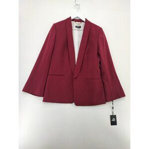 DKNY Women's Notched-Collar One-Button Burgundy Jacket Size 10